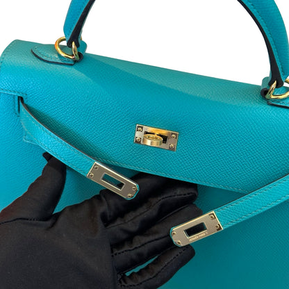 Used HERMES Epsom Kelly 25 Handbag Green GHW