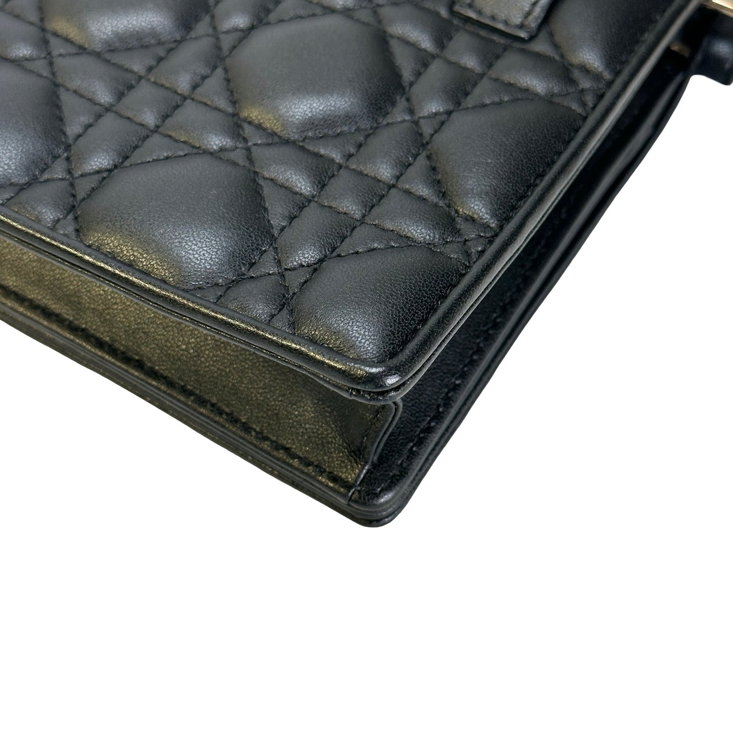 Used DIOR Cannage Lady Dior Crossbody Bag Black GHW