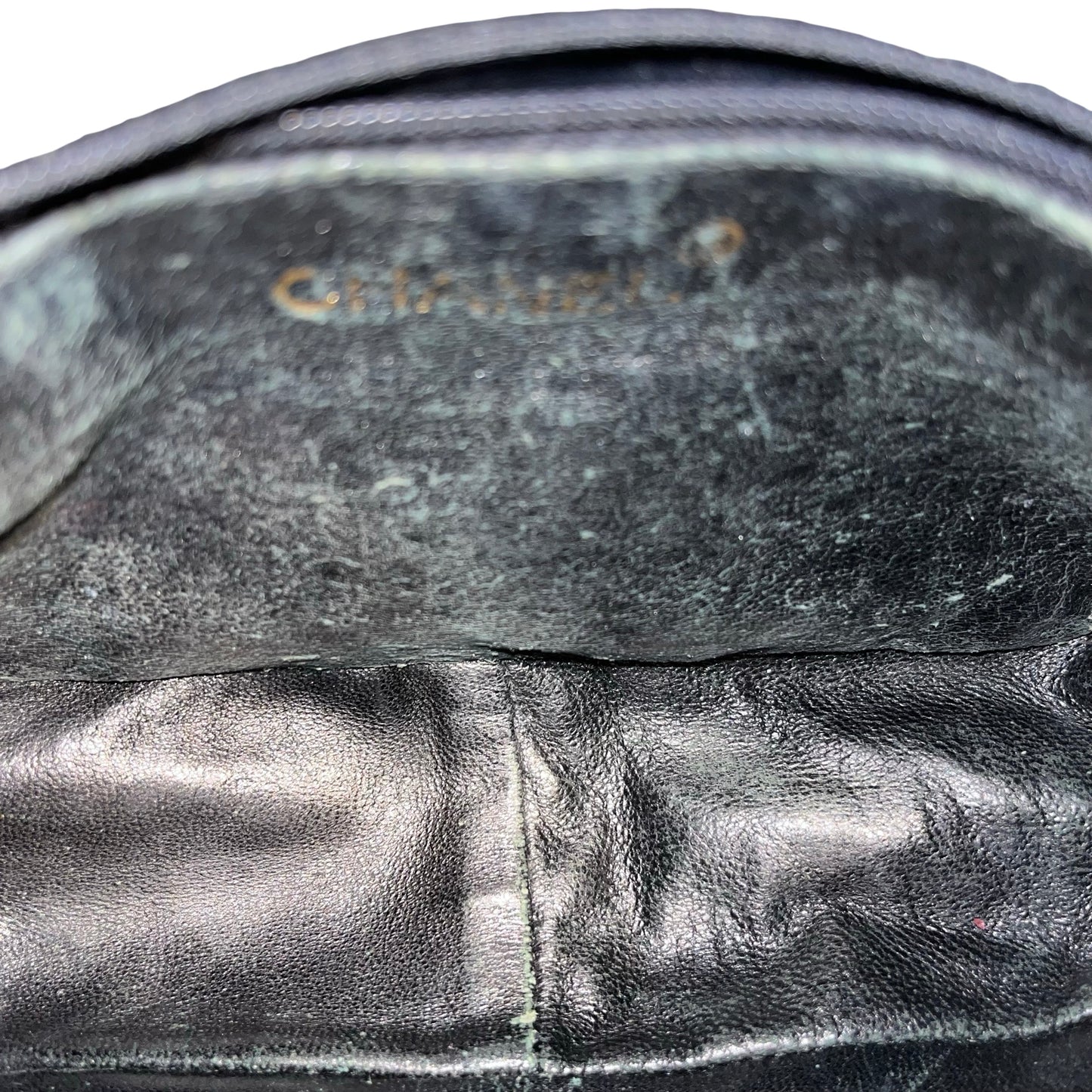 Used CHANEL Lambskin Leather Vintage Chain Bag Chain Shoulder Bag Black