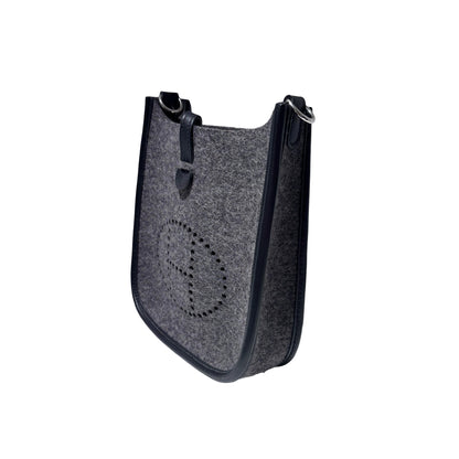 Used HERMÈS Wool MINI EVELYNE Cross Body Bag 0L Gris Moyen PHW