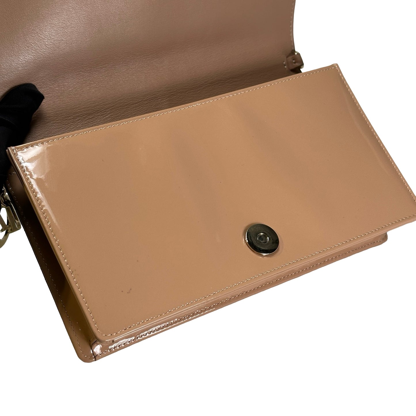 Used DIOR Cannage Patent Leather Cannage Long wallet Beige