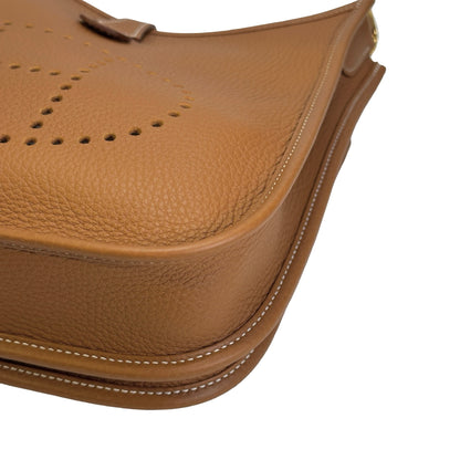 Used HERMES Clemence Evelyne Shoulder Bag Gold