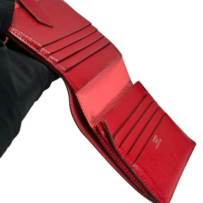 Used HERMES Leather Bearn Wallet Pink Red