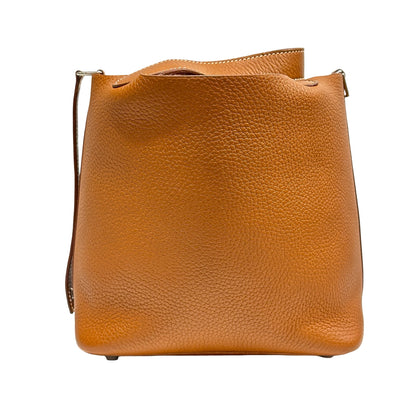 Used HERMÈS Clemence leather Picotin Handbag Brown PHW