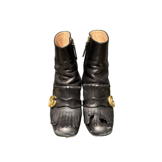 Used Gucci Calfskin Leather Ankle Boots GHW Black