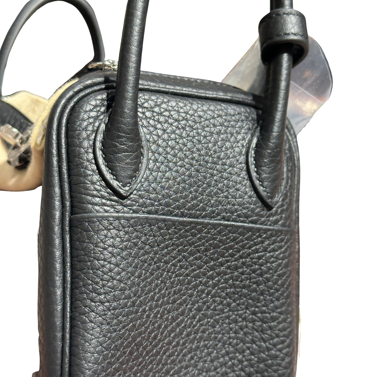 Brand New HERMES Clemence Leather Lindy Mini Handbag Black