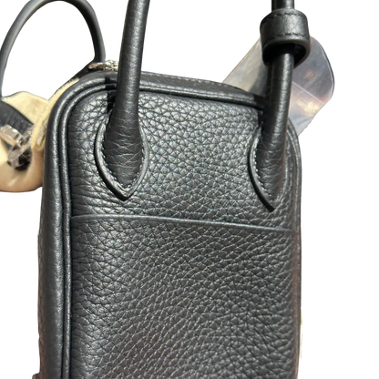 Brand New HERMES Clemence Leather Lindy Mini Handbag Black
