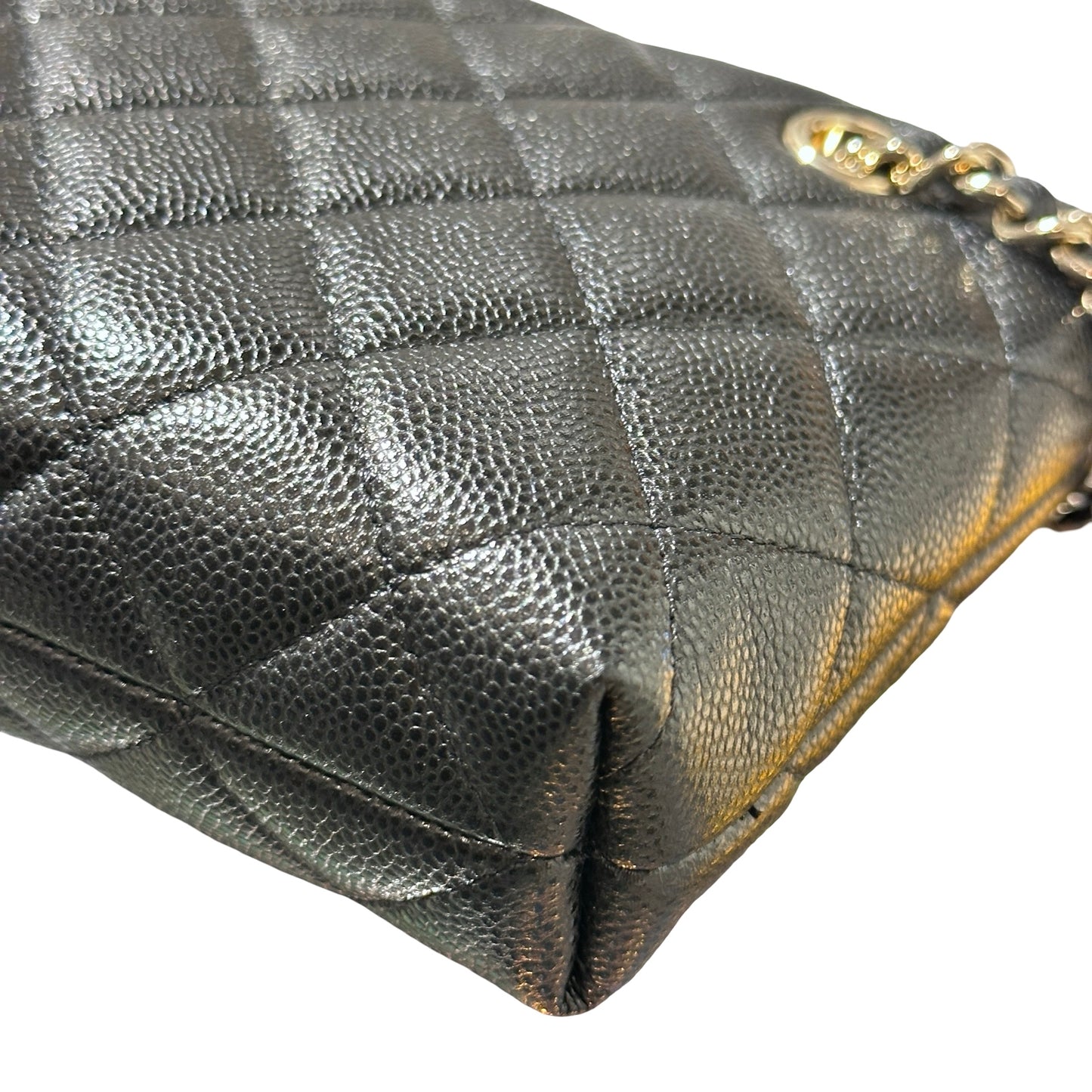 Used CHANEL Caviar Leather Mini Clutch with Chain Cross Body Bag Black GHW