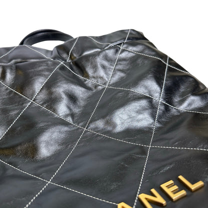 Used CHANEL Lambskin 22 Backpack Backpack Black GHW
