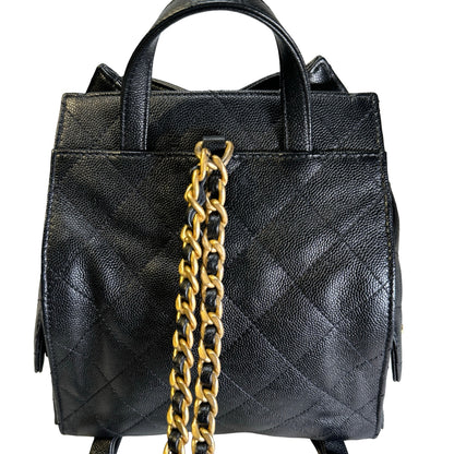 Used CHANEL Caviar Quilted 25 Backpack Backpack Black Gold