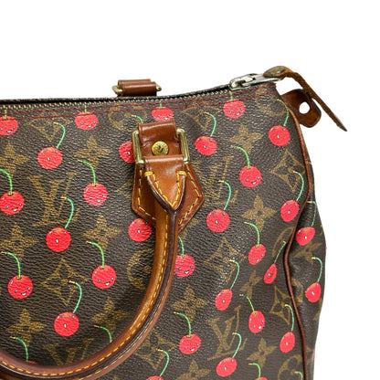 Used LOUIS VUITTON Monogram Cerises Speedy 25 Cerises Handbag Brown Red