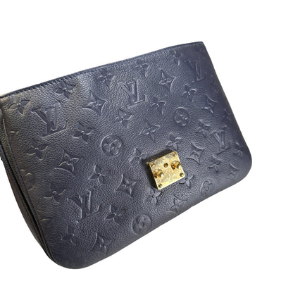 LOUIS VUITTON Monogram Empreinte Pochette Metis Crossbody Bag Navy Blue Red GHW