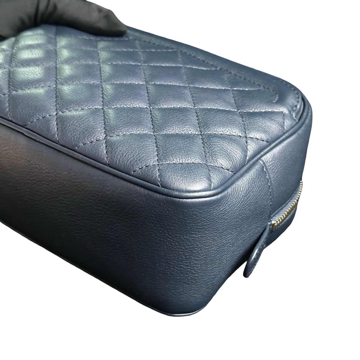 Used CHANEL Quilted Lambskin Camera Case Camera Bag Navy Gold