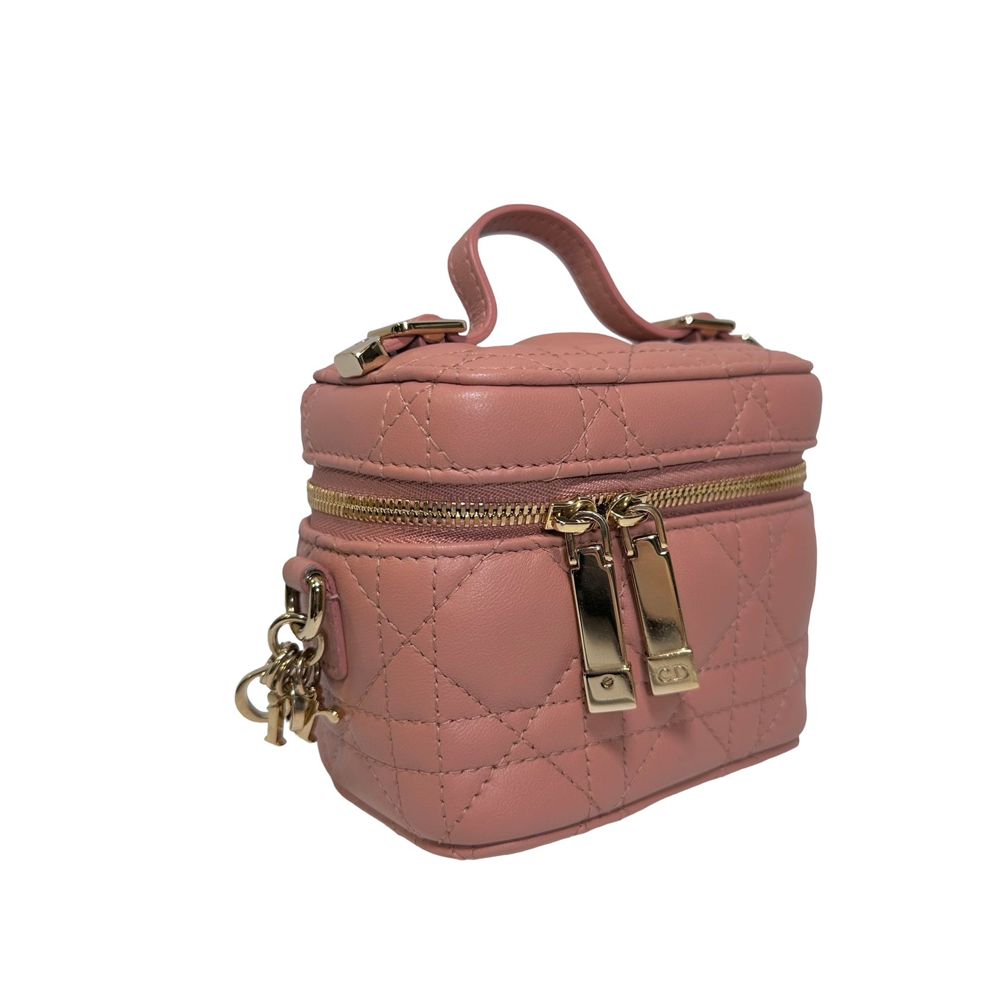 Used DIOR Lambskin Leather Vanity bag Vanity case Pink