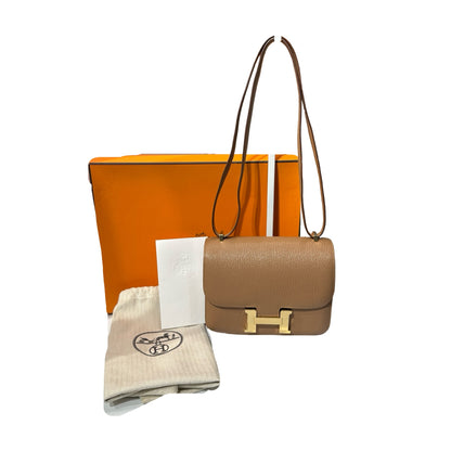 Used HERMÈS Chevre Goatskin Mini Constance Shoulder Bag GHW 2J