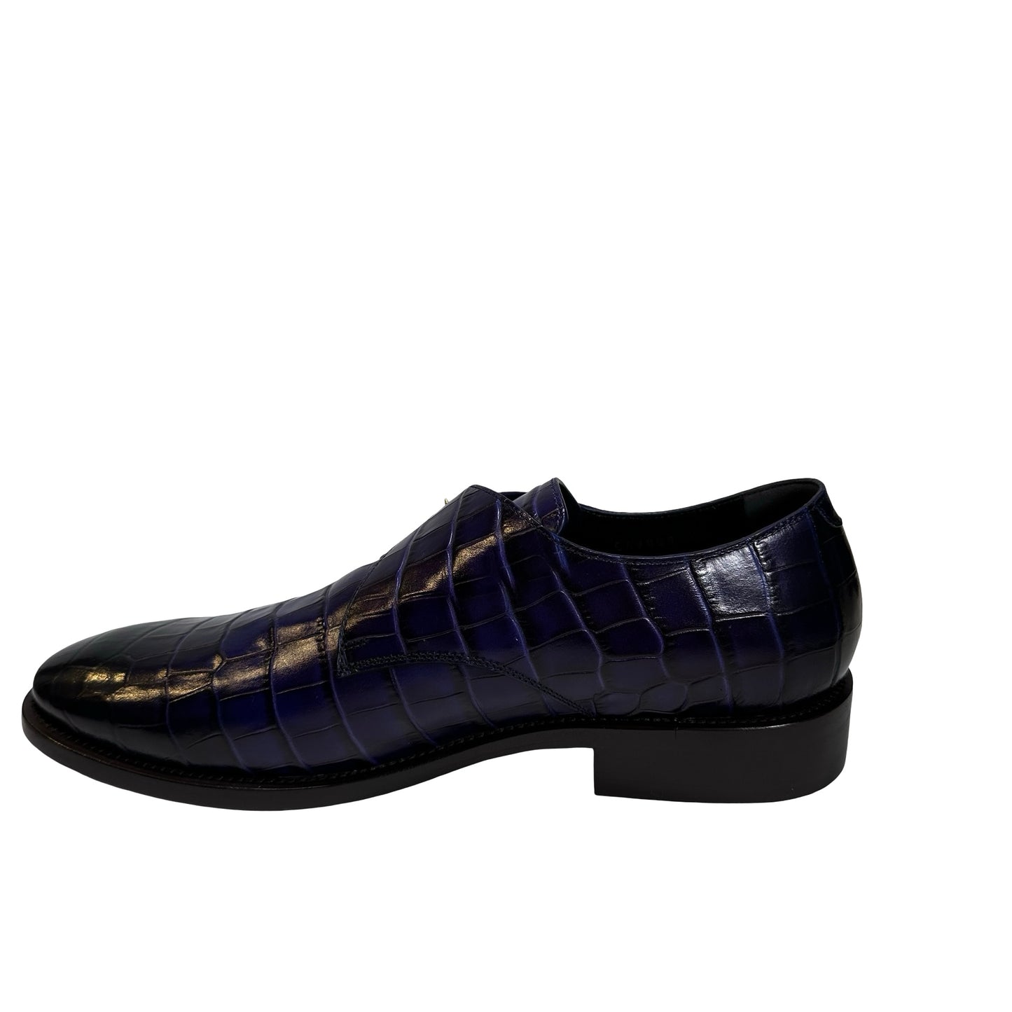 Used BALENCIAGA Crocodile-Embossed Cursive Logo Formal Shoes Shoes Purple