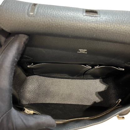 Used HERMÈS Calfskin Leather Jypsieve 28 Shoulder Bag Black PHW