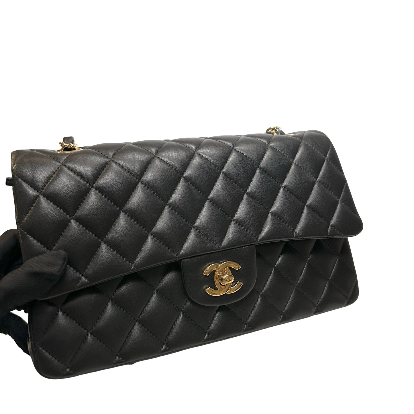 Used CHANEL Lambskin CF 25 Chain shoulder bag Black GHW