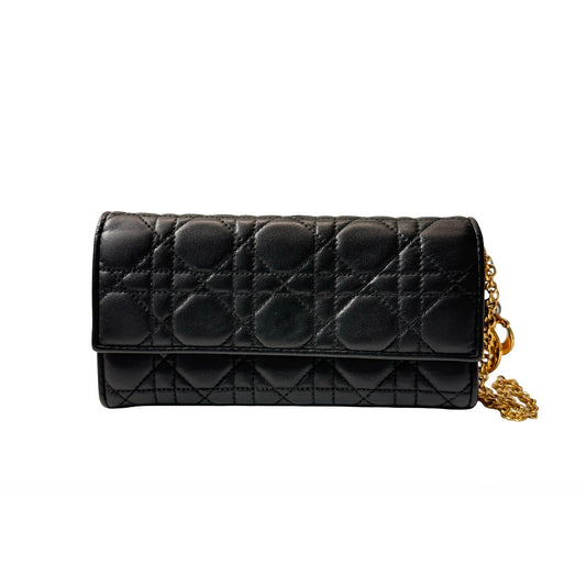 Used DIOR Lambskin Leather Wallet Black