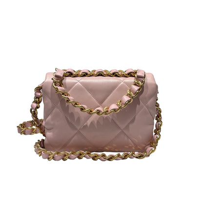 Used CHANEL Lambskin Leather Cross Body Bag Pink GHW