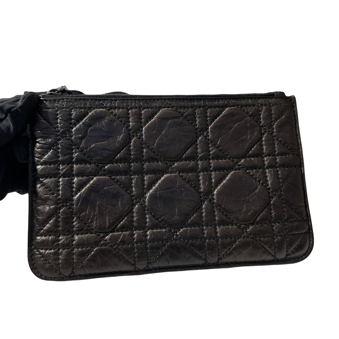 Used DIOR Lambskin Leather SO BLACK TOUJOURS MEDIUM Shoulder Bag Black