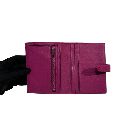 Used HERMES Ostrich Bearn Wallet Purple