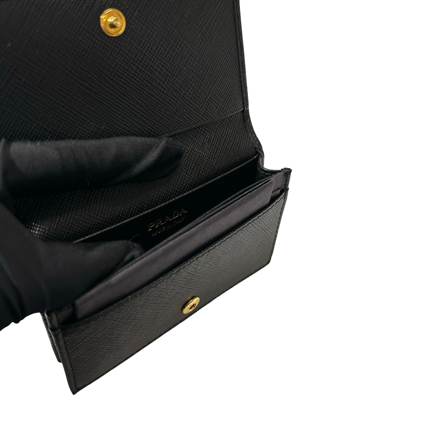 Used PRADA Saffiano leather Wallet GHW Black