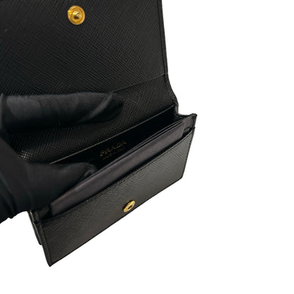 Used PRADA Saffiano leather Wallet GHW Black
