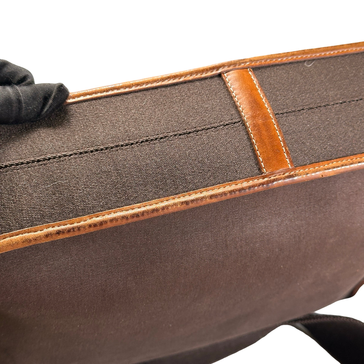 Used HERMES Canvas Leather Barda Shoulder Bag Brown