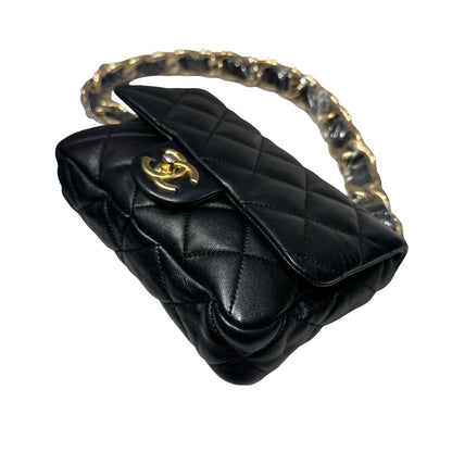 Used CHANEL Flap 20cm Chain Shoulder Bag Black GHW