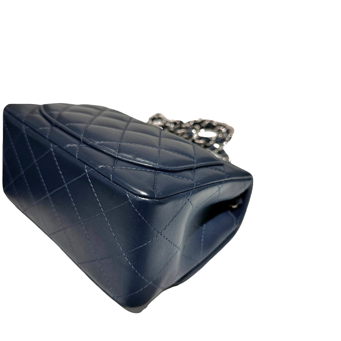 Chanel Mini Square Flap Cross Body Bag Navy PHW