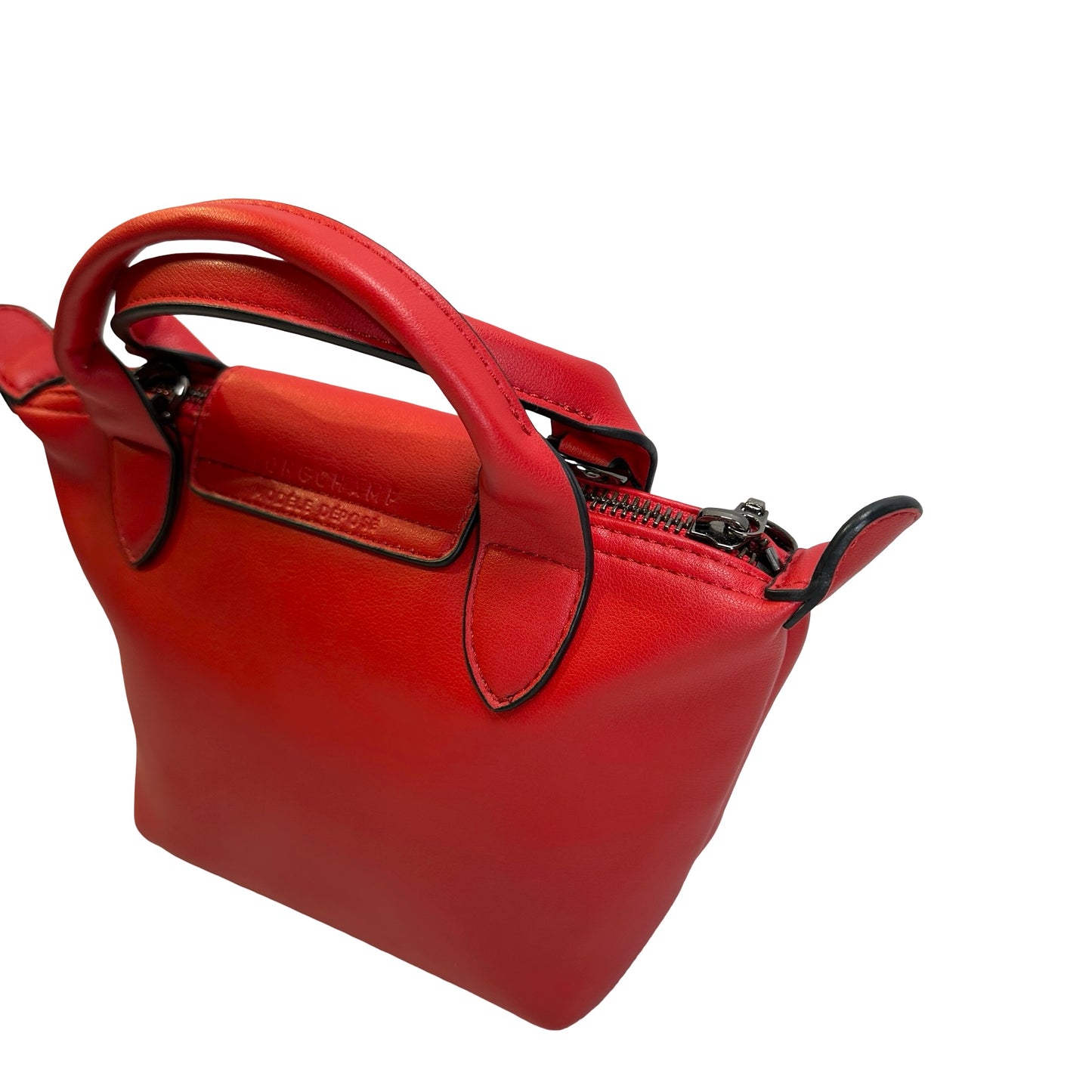 Used LONGCHAMP Leather Le Pliage Handbag Red