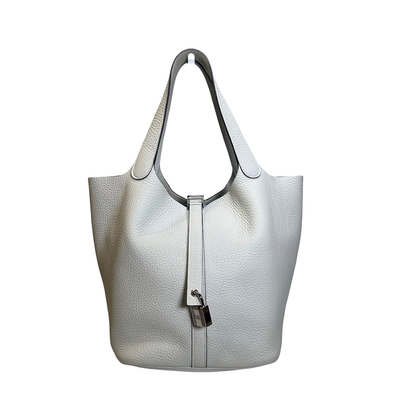 Used HERMES Clemence Leather Picotin Lock Bucket Bag OW PHW