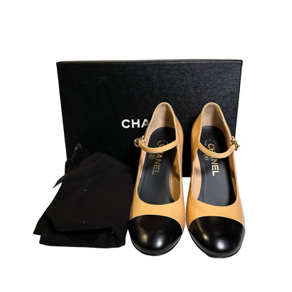 Used Chanel Shiny Lambskin Heels GHW Yellow