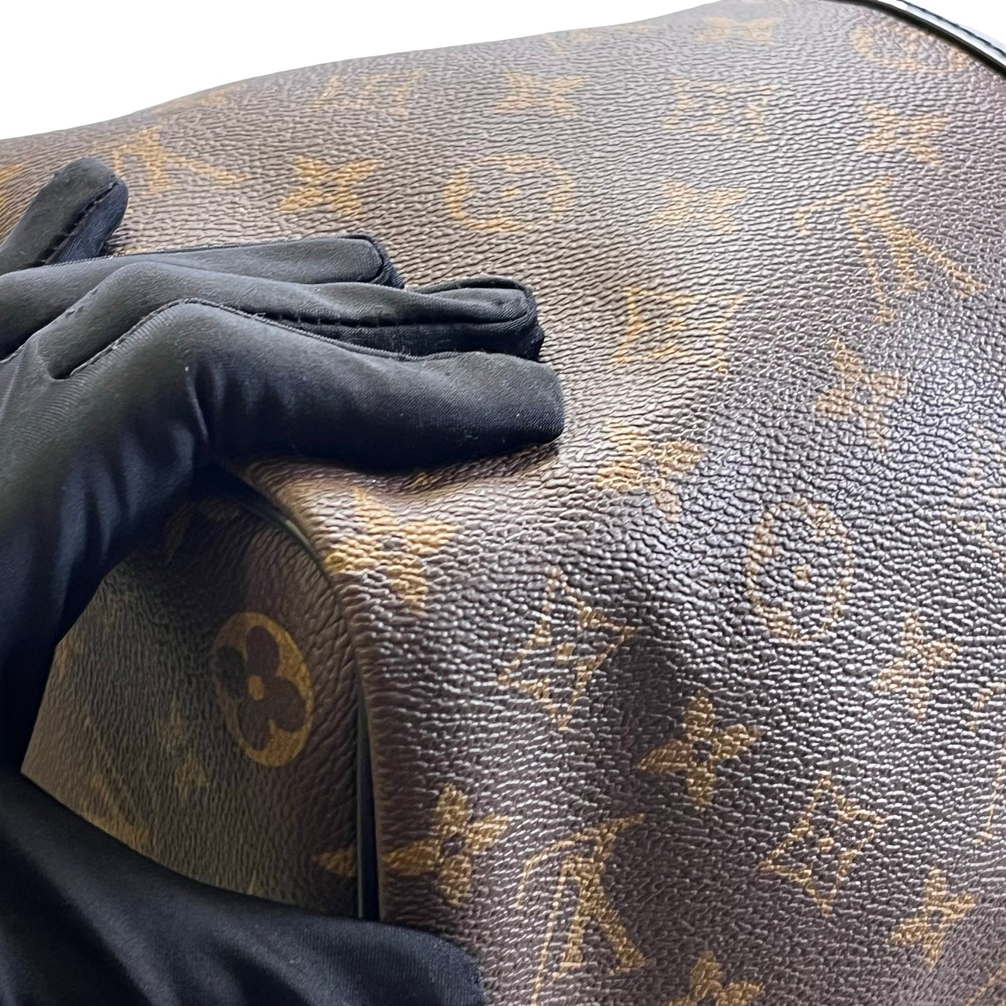 Used LOUIS VUITTON Monogram Macassar Keepall Bandouliere Travel Bag Brown Black