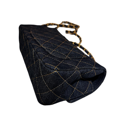 New Chanel Denim Blue Denim Mini Flap 20cm Cross Body Bag Navy GHW