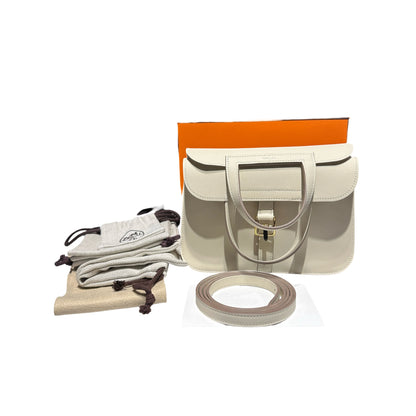 Used HERMÈS Mini Halzan Cross Body Bag Beige GHW