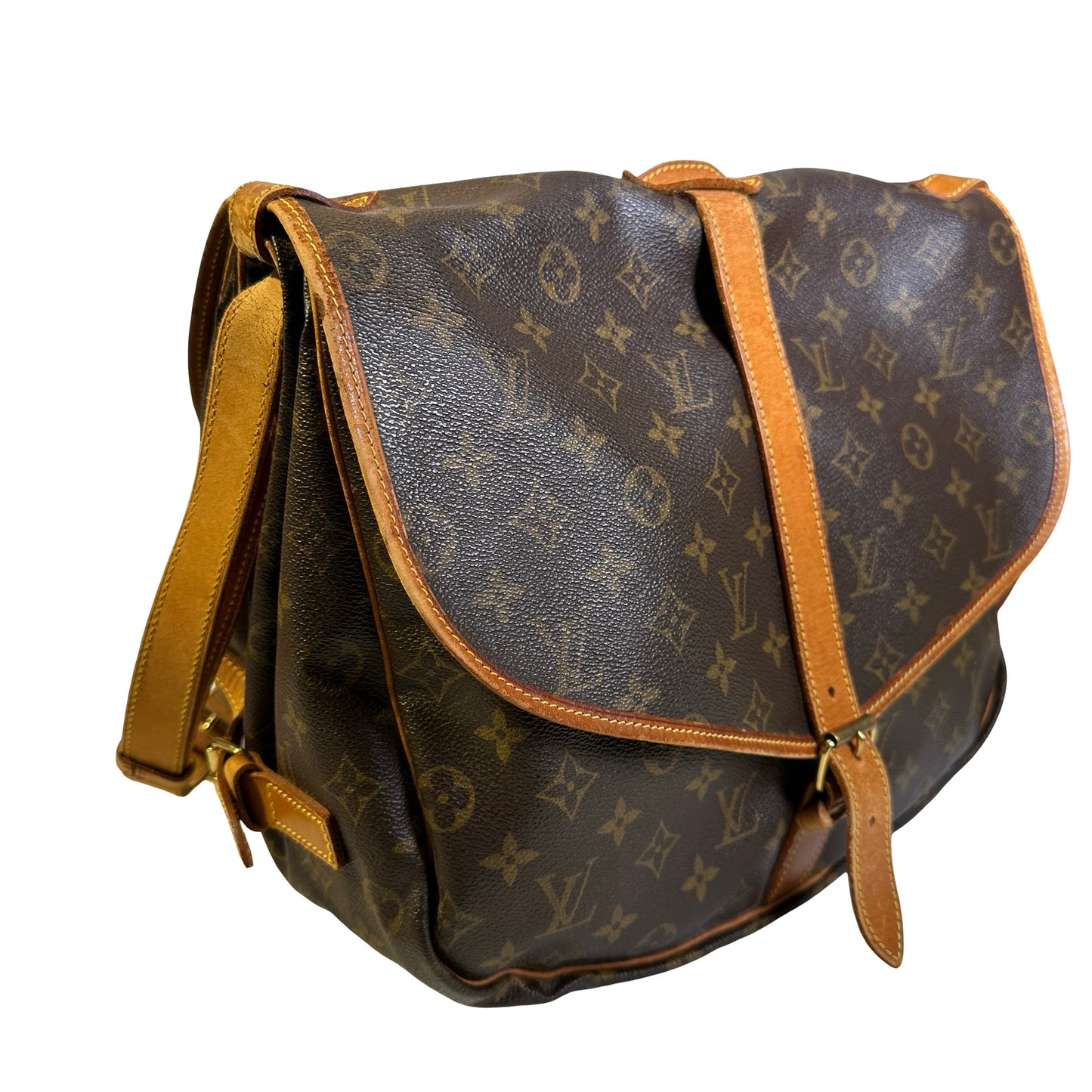 Used LOUIS VUITTON Monogram Saumur Messenger Bag Brown