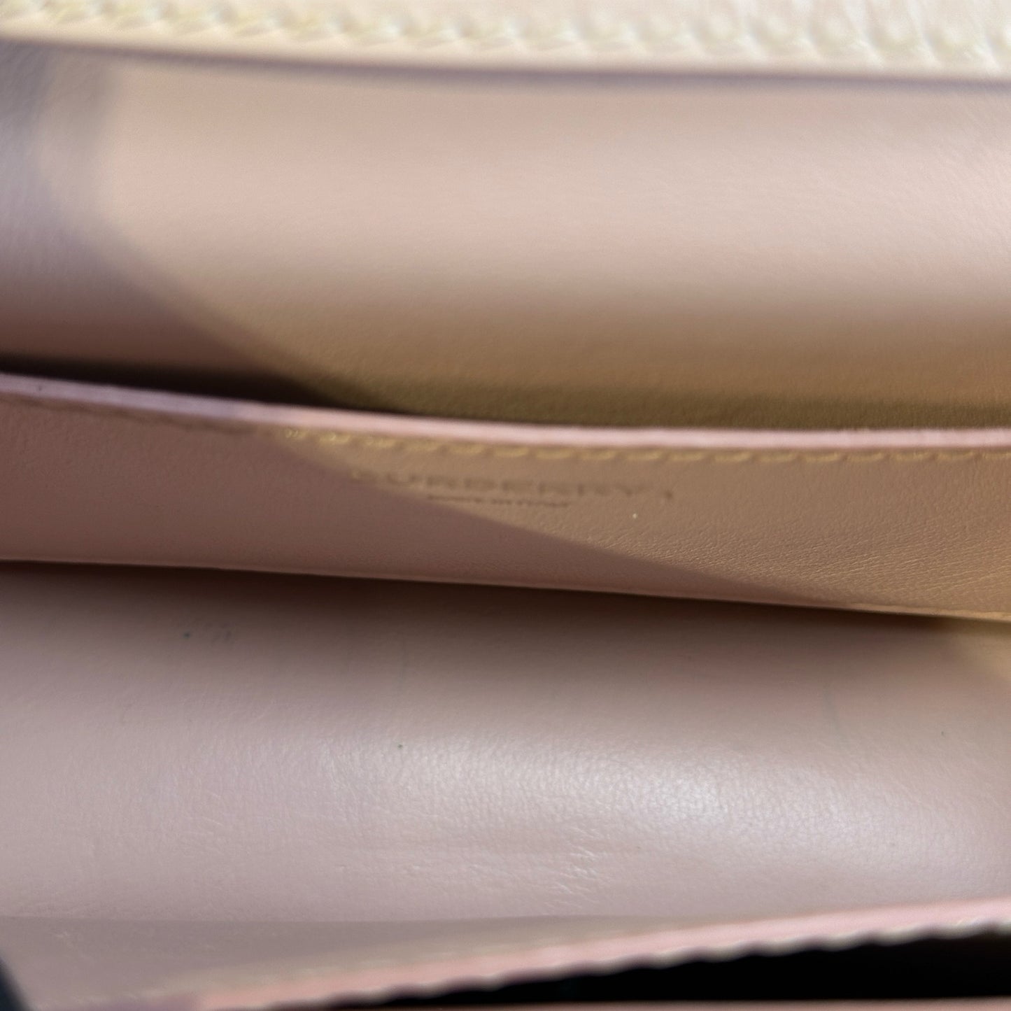 Used BURBERRY Calfskin TB Bag Shoulder Bag Beige
