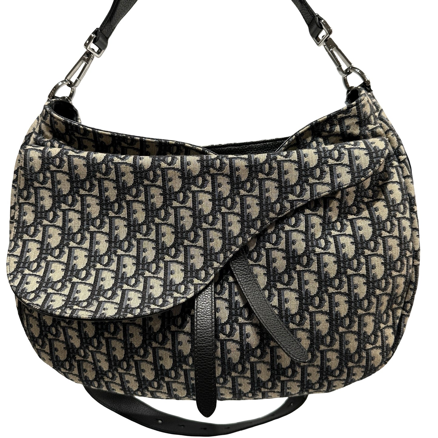 Used DIOR Canvas Oblique Saddle Messenger Bag GHW