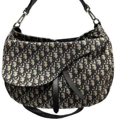 Used DIOR Canvas Oblique Saddle Messenger Bag GHW