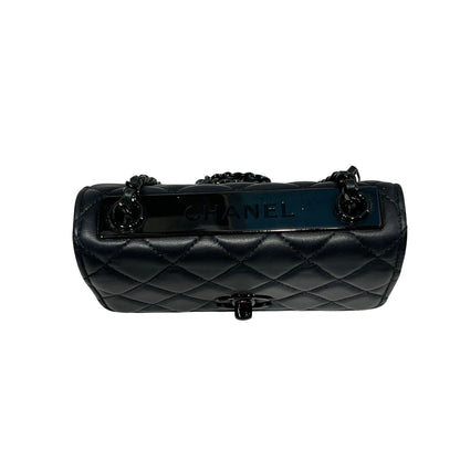 Used CHANEL Calfskin Leather MINI WOC Cross Body Bag Black