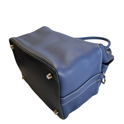Used HERMES Leather Toolbox Handbag Blue