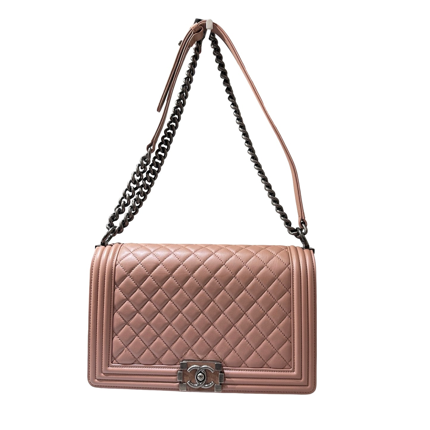 Used CHANEL Lambskin Leather Boy Large Chain Shoulder Bag