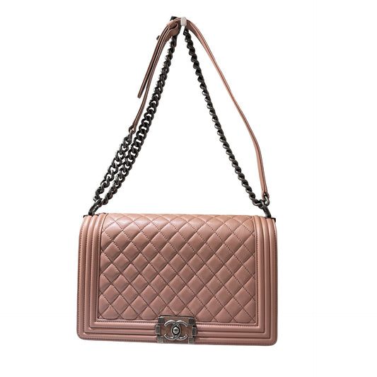 Used CHANEL Lambskin Leather Boy Large Chain Shoulder Bag