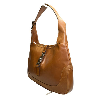 Used GUCCI Leather Jackie Shoulder Bag Brown PHW