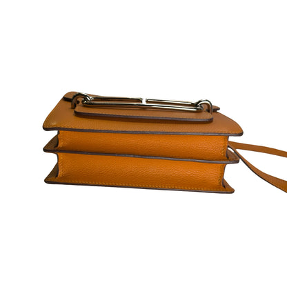 Used HERMES Leather Mini Roulis Crossbody Bag Orange