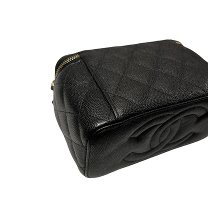 Used CHANEL Vanity Case Cross Body Bag Black GHW