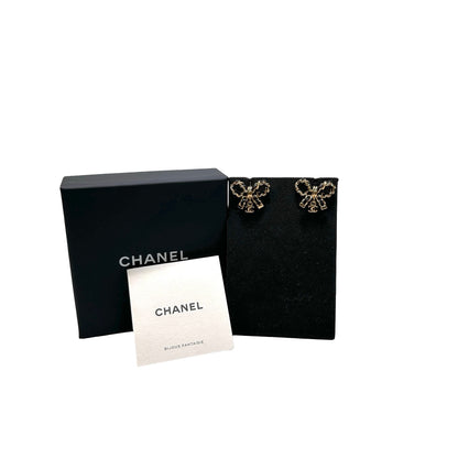 Used Chanel Lambskin Leather Earrings GHW