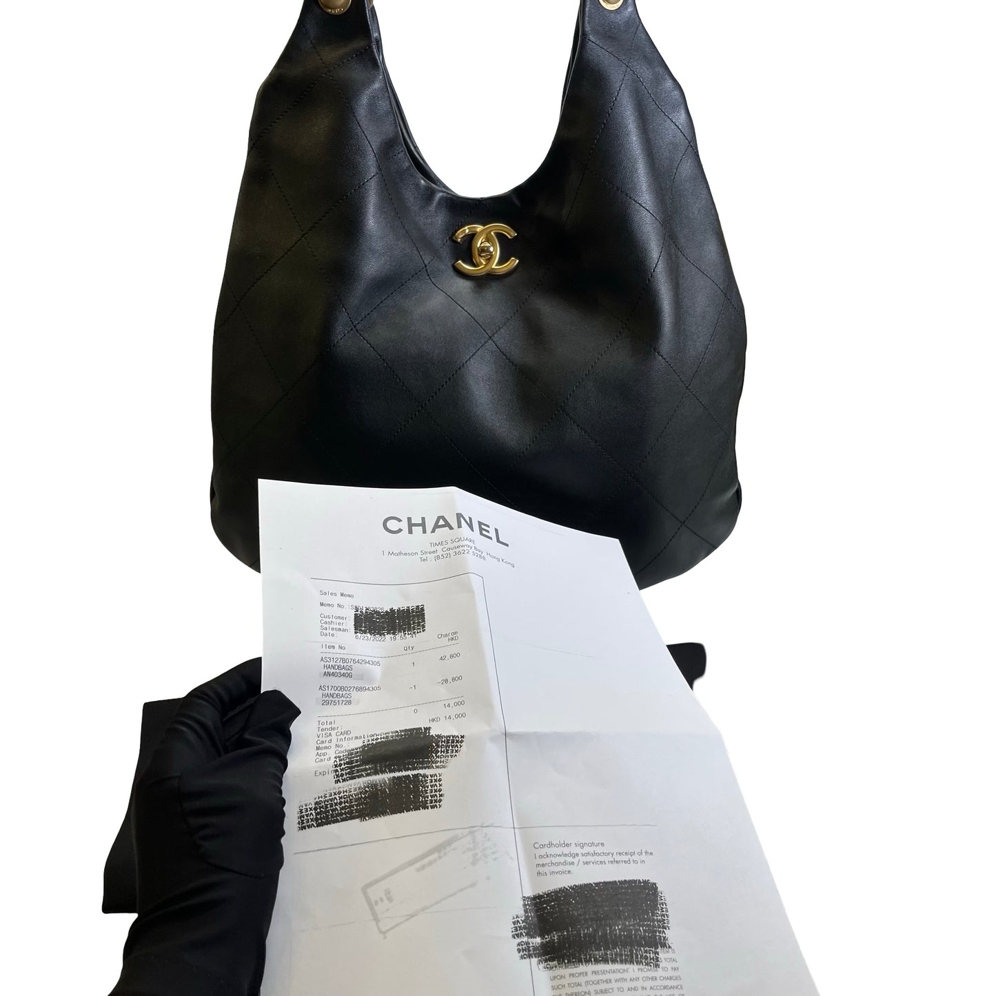 Used CHANEL Quilted Hobo Bag Hobo Bag Black Gold Hardware